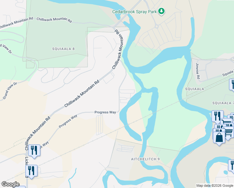 map of restaurants, bars, coffee shops, grocery stores, and more near 44405 Progress Way in Chilliwack