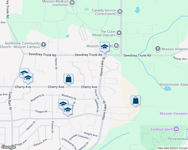 map of restaurants, bars, coffee shops, grocery stores, and more near 33833 Findlay Court in Mission