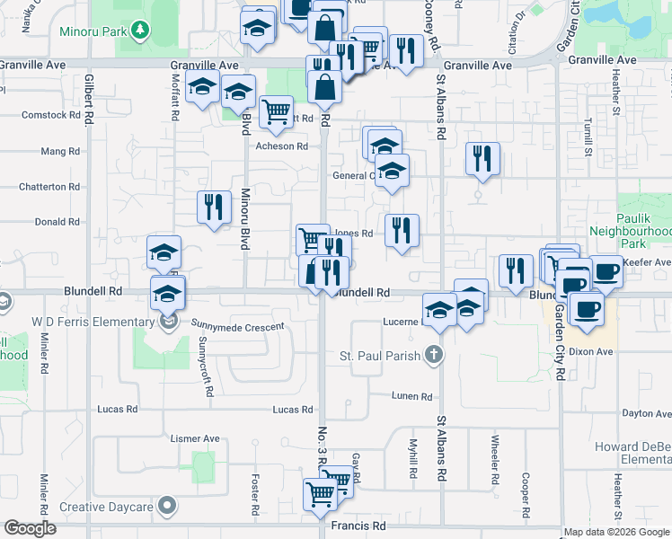 map of restaurants, bars, coffee shops, grocery stores, and more near 8080 Jones Road in Richmond