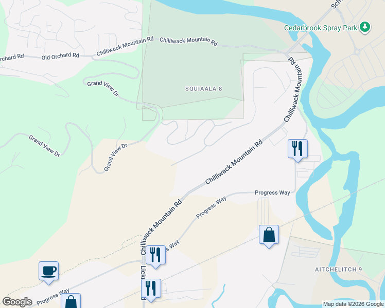 map of restaurants, bars, coffee shops, grocery stores, and more near 8590 Sunrise Drive in Chilliwack