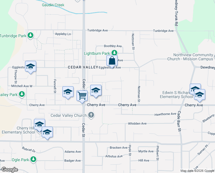 map of restaurants, bars, coffee shops, grocery stores, and more near 32913 Peebles Drive in Mission