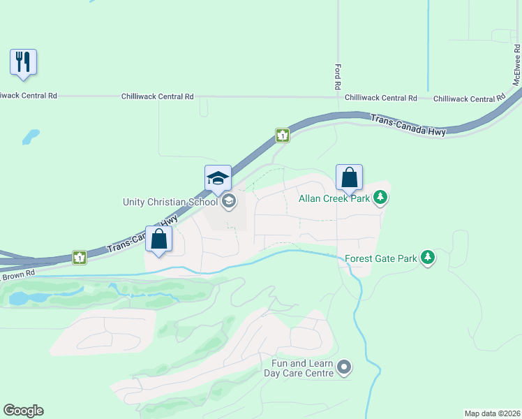 map of restaurants, bars, coffee shops, grocery stores, and more near 51022 Sophie Crescent in Chilliwack