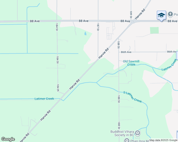 map of restaurants, bars, coffee shops, grocery stores, and more near 8486 Harvie Road in Surrey