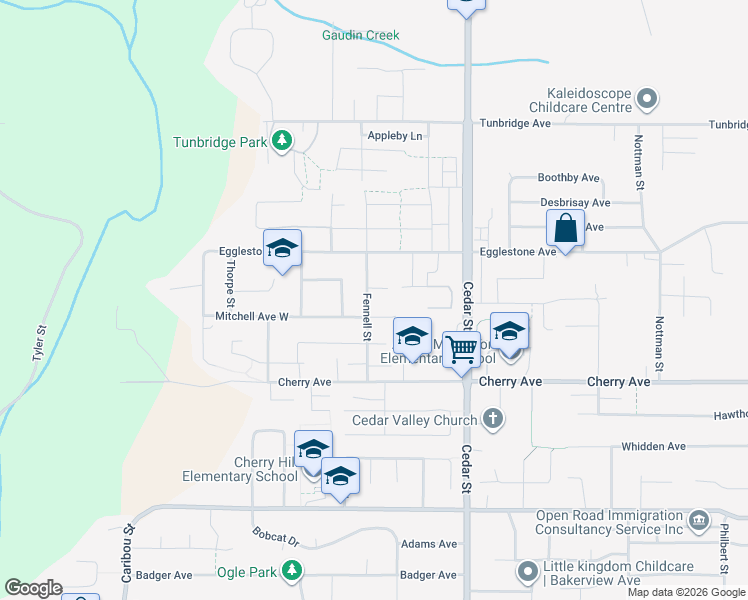 map of restaurants, bars, coffee shops, grocery stores, and more near 8530 Fennell Street in Mission