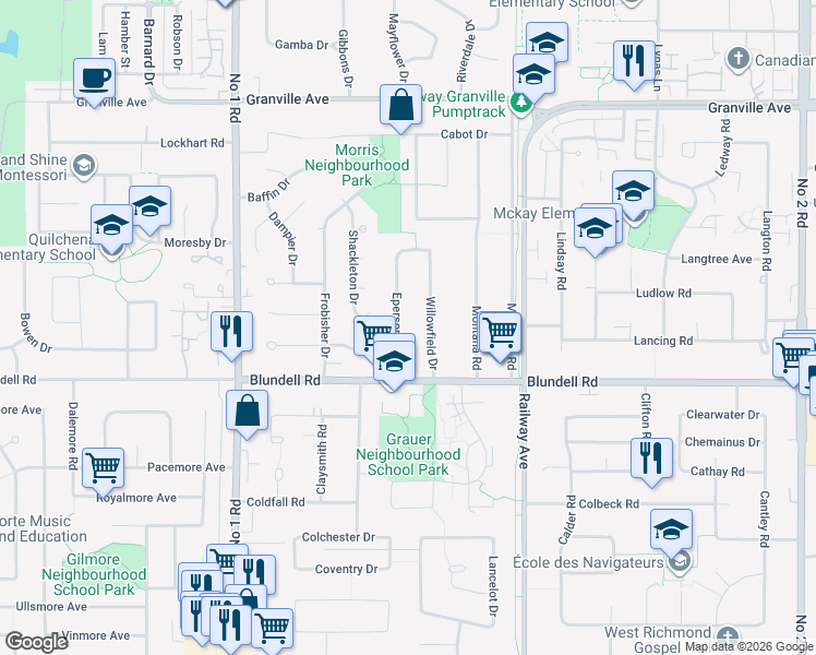 map of restaurants, bars, coffee shops, grocery stores, and more near 7860 Eperson Road in Richmond