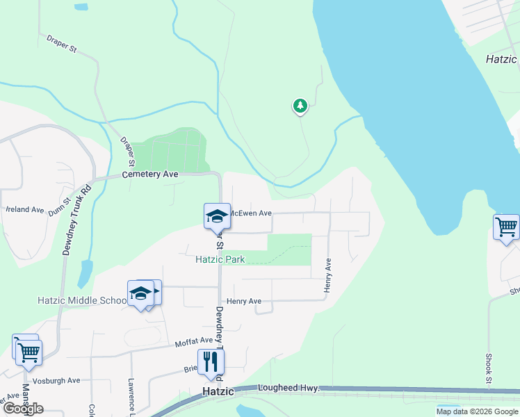 map of restaurants, bars, coffee shops, grocery stores, and more near 35085 McEwen Avenue in Mission
