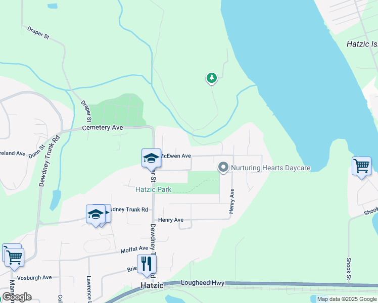 map of restaurants, bars, coffee shops, grocery stores, and more near 35107 McEwen Avenue in Mission