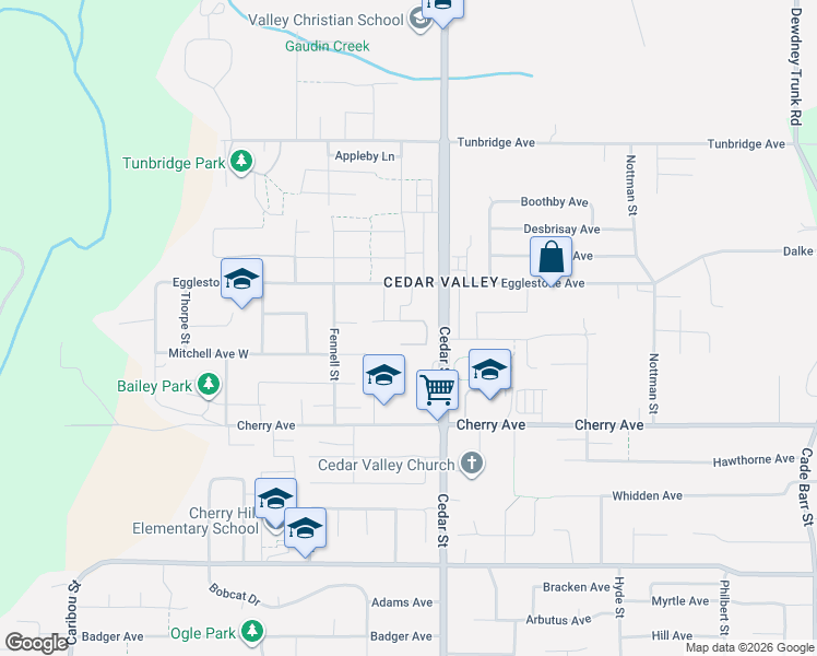 map of restaurants, bars, coffee shops, grocery stores, and more near 32758 Lightbody Court in Mission