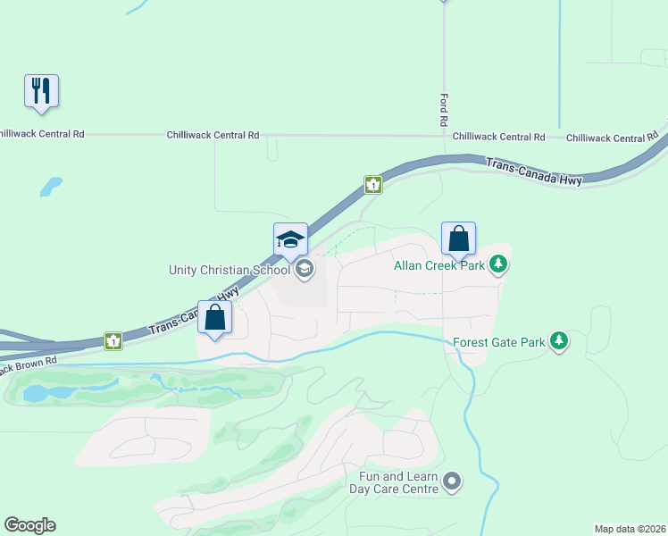 map of restaurants, bars, coffee shops, grocery stores, and more near 51017 Sophie Crescent in Chilliwack