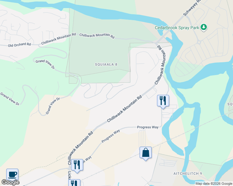 map of restaurants, bars, coffee shops, grocery stores, and more near 8590 Sunrise Drive in Chilliwack