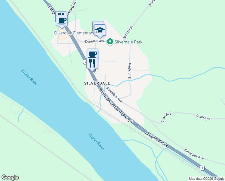 map of restaurants, bars, coffee shops, grocery stores, and more near 29791 Silverdale Avenue in Mission