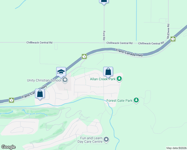 map of restaurants, bars, coffee shops, grocery stores, and more near 51106 Sophie Crescent in Chilliwack