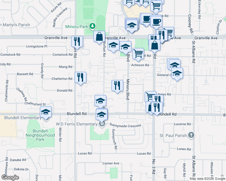 map of restaurants, bars, coffee shops, grocery stores, and more near in Richmond