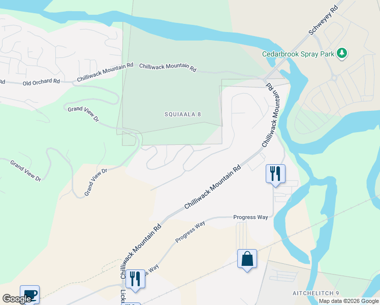 map of restaurants, bars, coffee shops, grocery stores, and more near 8590 Sunrise Drive in Chilliwack