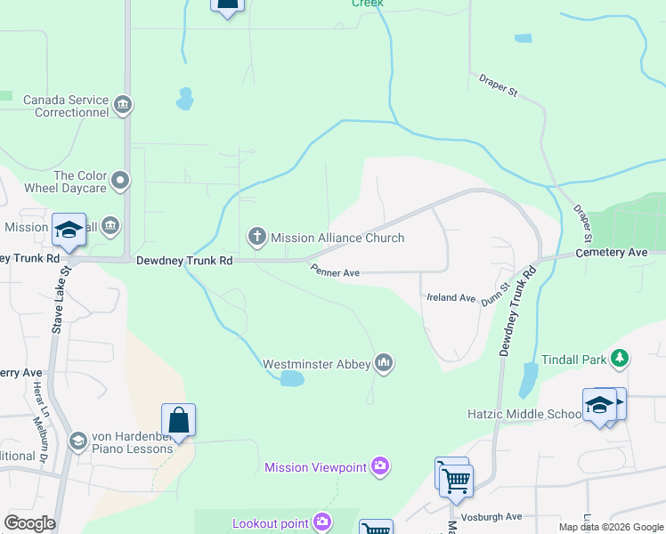 map of restaurants, bars, coffee shops, grocery stores, and more near 4372 Penner Avenue in Mission