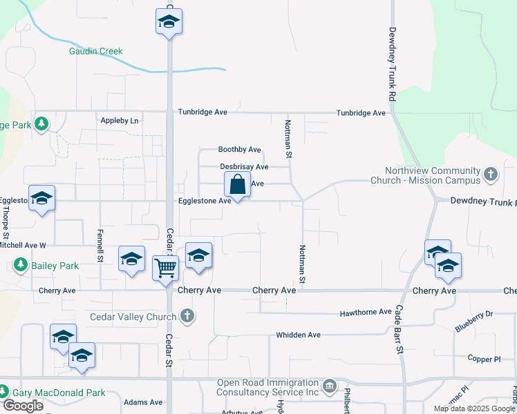 map of restaurants, bars, coffee shops, grocery stores, and more near 33008 Egglestone Avenue in Mission