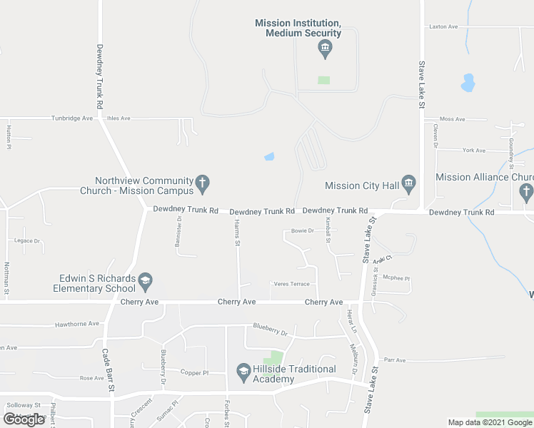 map of restaurants, bars, coffee shops, grocery stores, and more near 33652 Dewdney Trunk Road in Mission