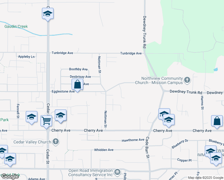 map of restaurants, bars, coffee shops, grocery stores, and more near 33116 Dalke Avenue in Mission