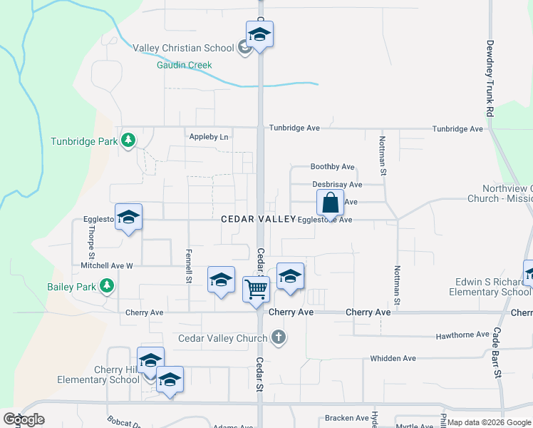 map of restaurants, bars, coffee shops, grocery stores, and more near 32849 Egglestone Avenue in Mission