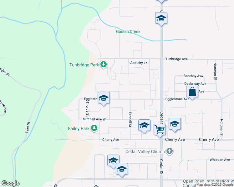 map of restaurants, bars, coffee shops, grocery stores, and more near 8637 Maynard Terrace in Mission