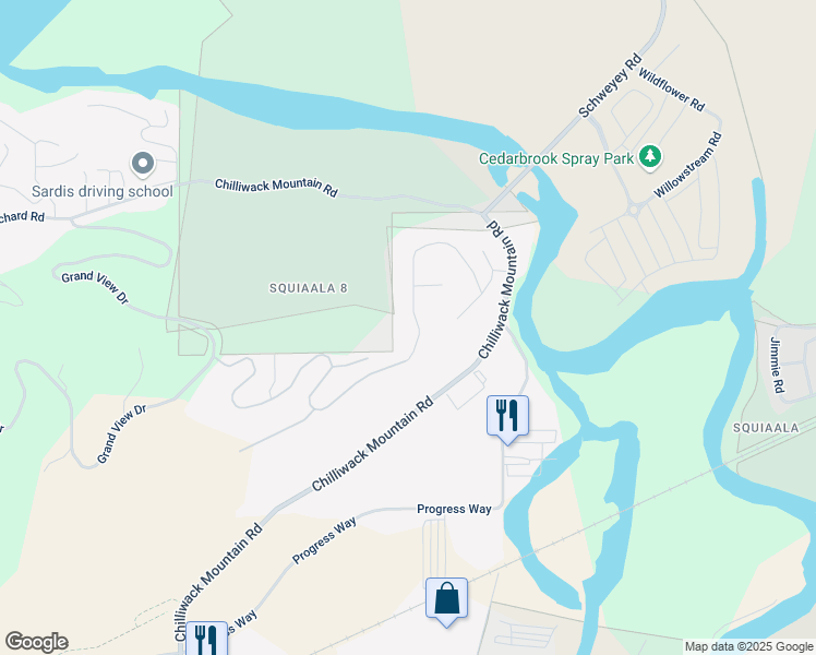 map of restaurants, bars, coffee shops, grocery stores, and more near 8607 Sunrise Drive in Chilliwack