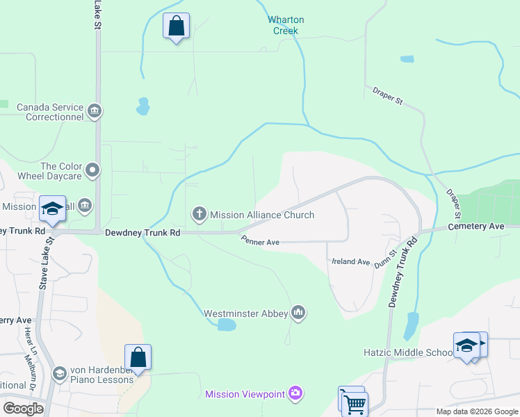 map of restaurants, bars, coffee shops, grocery stores, and more near 34397 Dewdney Trunk Road in Fraser Valley