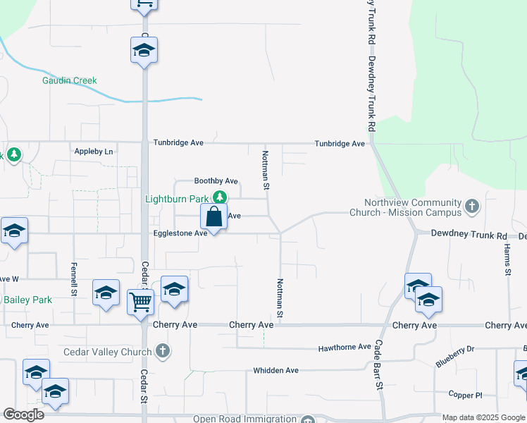 map of restaurants, bars, coffee shops, grocery stores, and more near 33081 Phelps Avenue in Mission