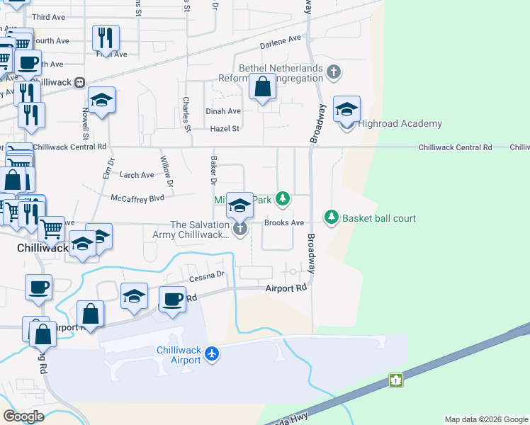 map of restaurants, bars, coffee shops, grocery stores, and more near 46479 Brooks Avenue in Chilliwack