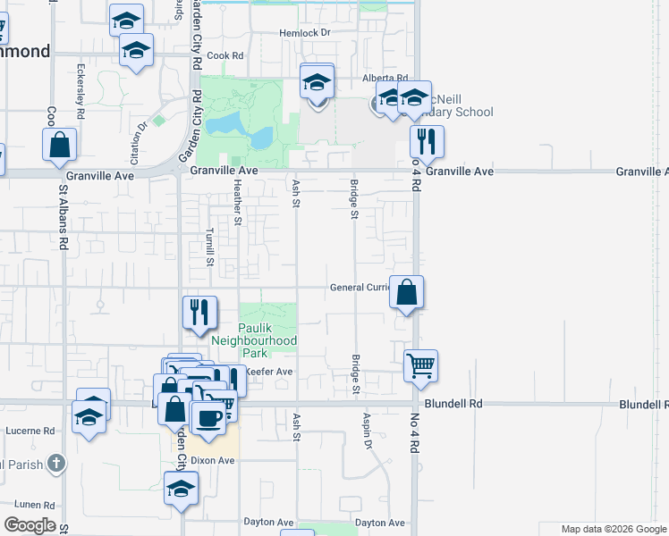 map of restaurants, bars, coffee shops, grocery stores, and more near in Richmond