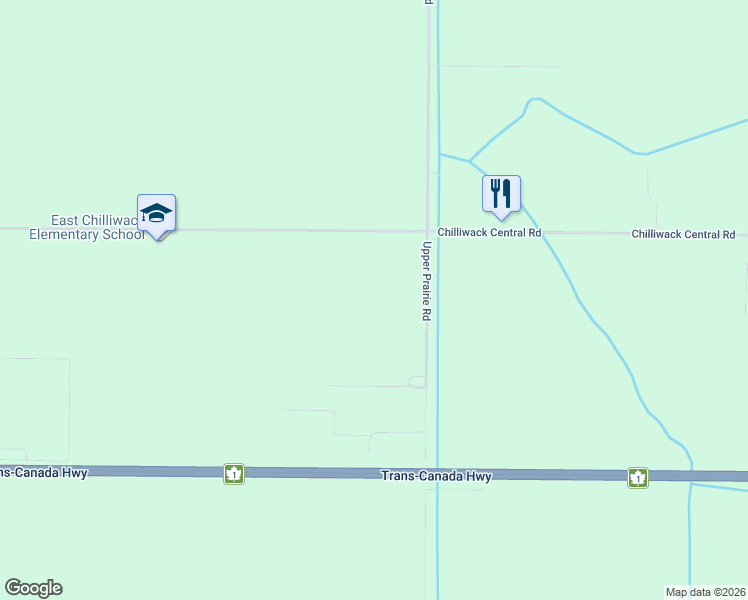 map of restaurants, bars, coffee shops, grocery stores, and more near 8703 Upper Prairie Road in Chilliwack