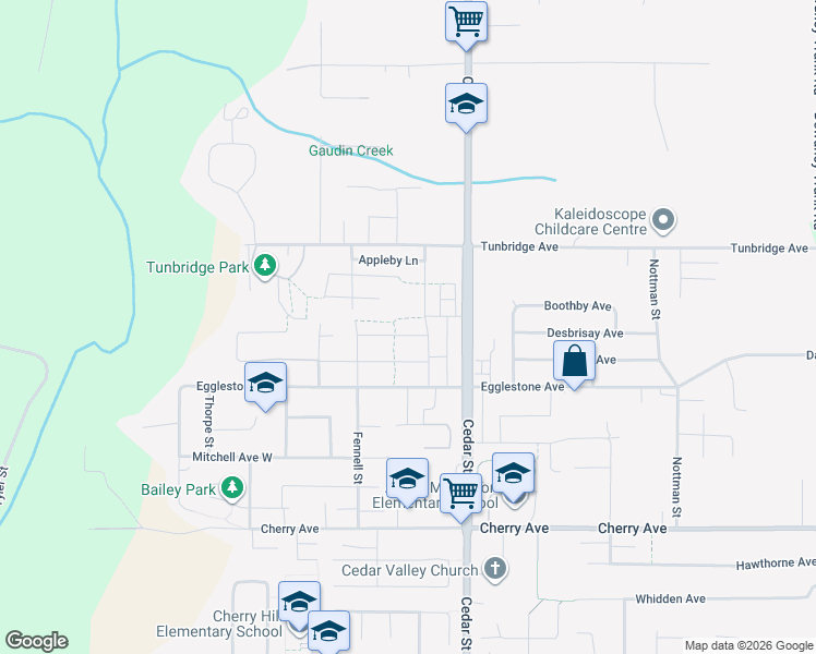 map of restaurants, bars, coffee shops, grocery stores, and more near 32739 Cunningham Avenue in Mission