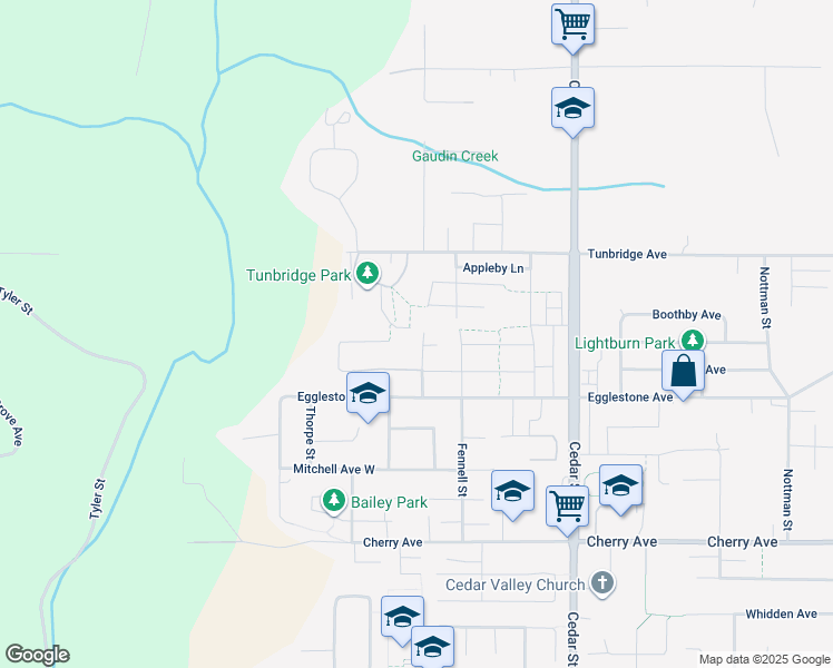map of restaurants, bars, coffee shops, grocery stores, and more near 32605 Maynard Place in Mission