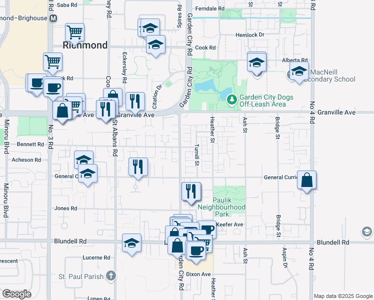 map of restaurants, bars, coffee shops, grocery stores, and more near 8 Bennett Road in Richmond
