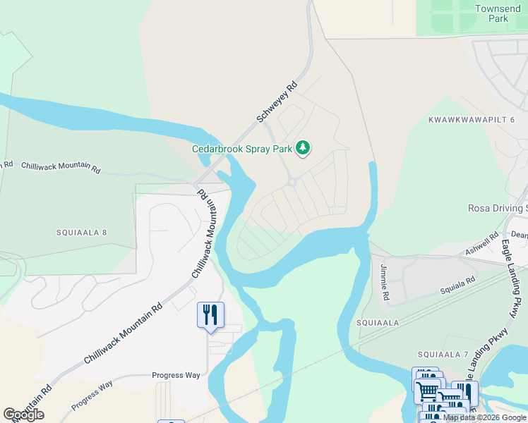 map of restaurants, bars, coffee shops, grocery stores, and more near 7312 Mulberry Road in Chilliwack