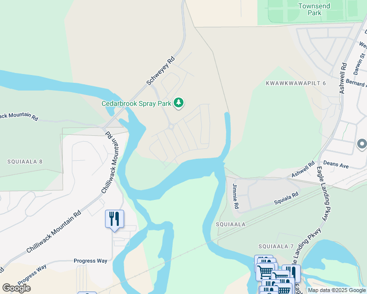 map of restaurants, bars, coffee shops, grocery stores, and more near 7882 Cedarbrook Road in Chilliwack