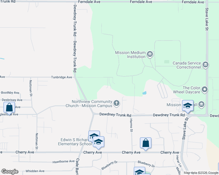 map of restaurants, bars, coffee shops, grocery stores, and more near 33496 Ihles Avenue in Mission