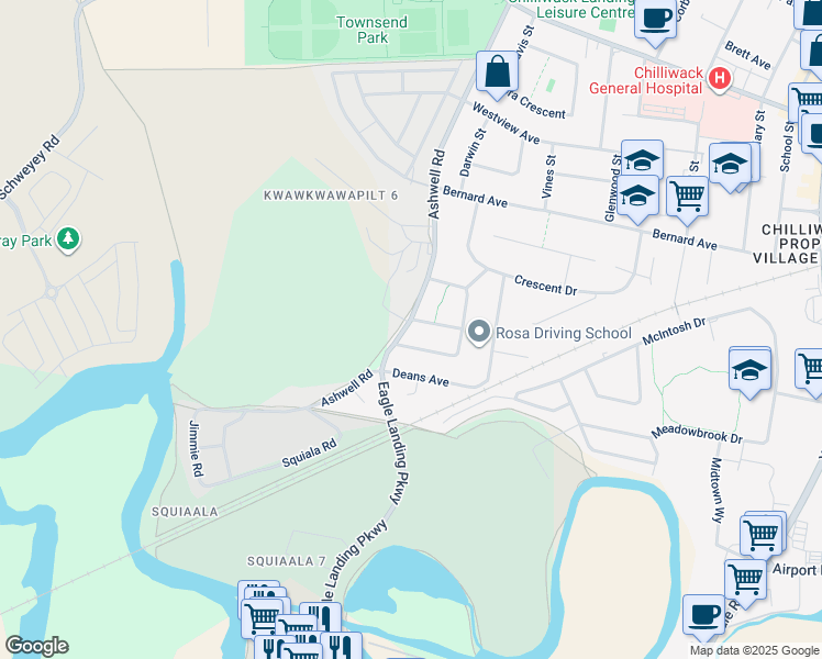 map of restaurants, bars, coffee shops, grocery stores, and more near in Chilliwack