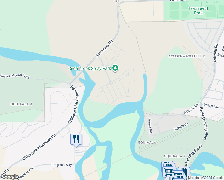 map of restaurants, bars, coffee shops, grocery stores, and more near 7837 Cedarbrook Road in Chilliwack