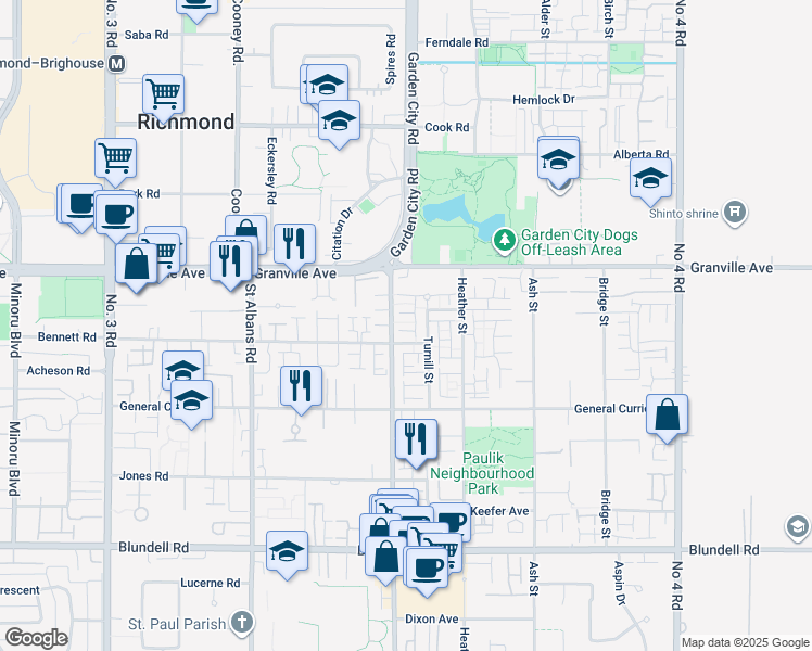 map of restaurants, bars, coffee shops, grocery stores, and more near 9133 Sills Avenue in Richmond