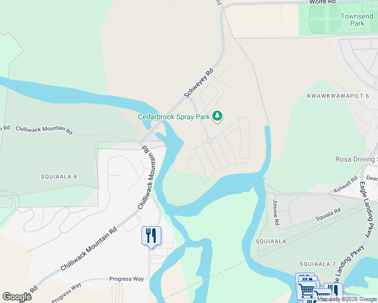 map of restaurants, bars, coffee shops, grocery stores, and more near 44708 Willowstream Road in Fraser Valley