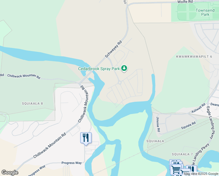 map of restaurants, bars, coffee shops, grocery stores, and more near 7243 Willowstream Road in Chilliwack