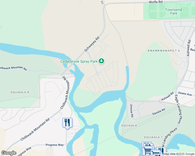 map of restaurants, bars, coffee shops, grocery stores, and more near 7819 Cedarbrook Road in Chilliwack