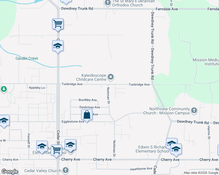 map of restaurants, bars, coffee shops, grocery stores, and more near 8784 Nottman Street in Mission