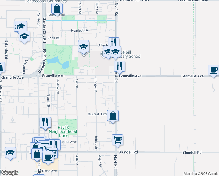 map of restaurants, bars, coffee shops, grocery stores, and more near 9699 Sills Avenue in Richmond
