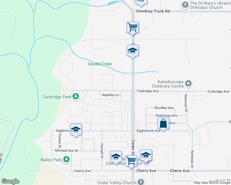 map of restaurants, bars, coffee shops, grocery stores, and more near 32712 Tunbridge Avenue in Mission