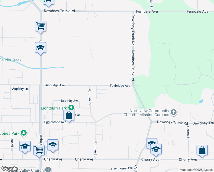 map of restaurants, bars, coffee shops, grocery stores, and more near 33160 Tunbridge Avenue in Mission