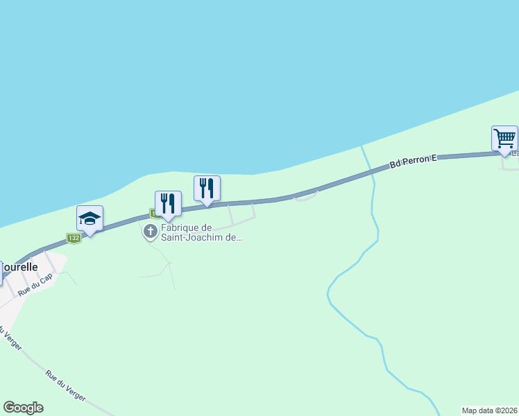 map of restaurants, bars, coffee shops, grocery stores, and more near 57 Boulevard Perron Est in Sainte-Anne-des-Monts