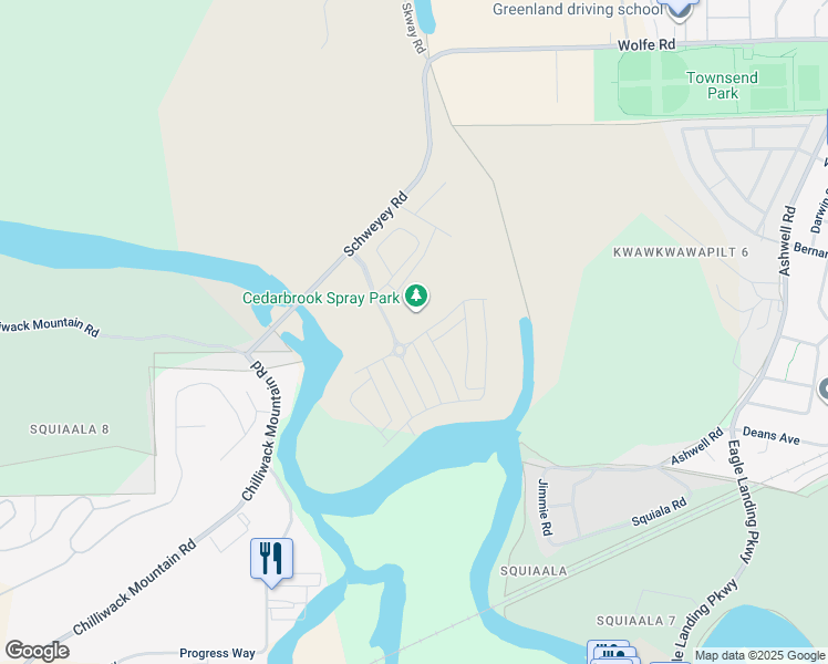 map of restaurants, bars, coffee shops, grocery stores, and more near 45416 Willowstream Road in Chilliwack