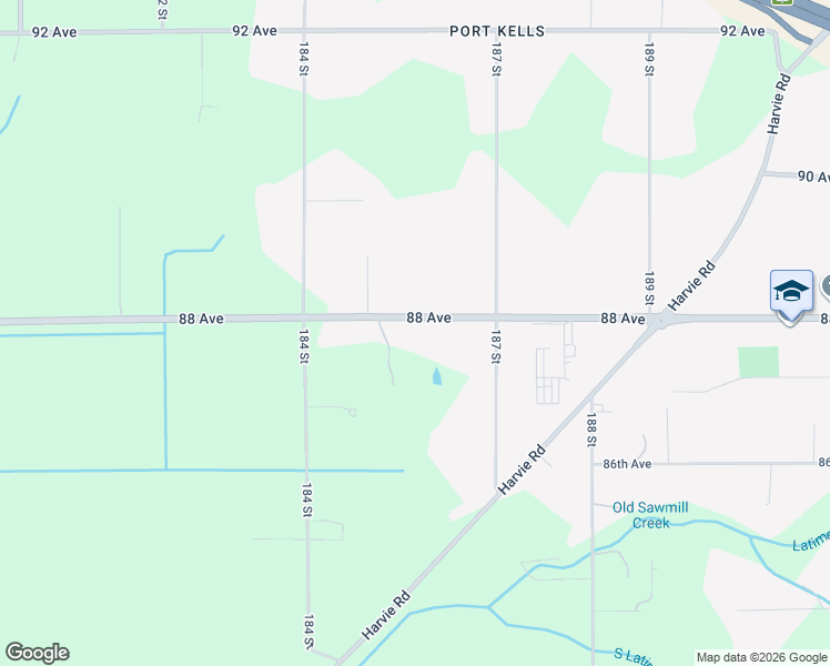 map of restaurants, bars, coffee shops, grocery stores, and more near 18554 88 Avenue in Surrey