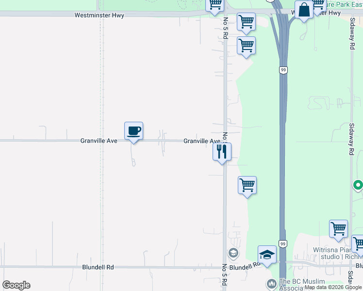 map of restaurants, bars, coffee shops, grocery stores, and more near 11480 Granville Avenue in Richmond